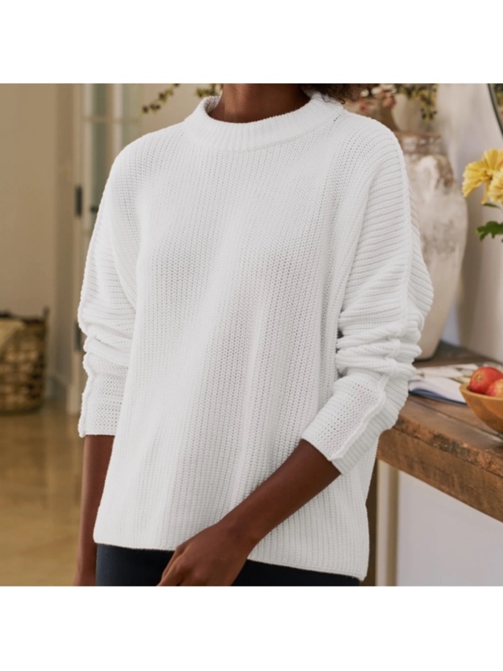 Frank & Eileen Montecito Sweater White Knit Pullover - Picture 4 of 11